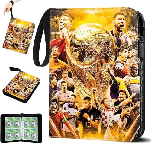 SKIKHN Fussball Karten Sammelalbum, Fußball Sammelkarten Album, Transparente Karten Aufbewahrungstasche, 50 Seiten 400 Karten Kapazität, für Fußballkarten, Poker, Sportkarten