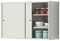 Edelstahl-Garagen-Wandschrank, robuster Aufbewahrungsschrank mit Schiebetür, Wandmontage, abnehmbare Regale für Küche und Bad (Silber, 60 x 40 x 14 cm)
