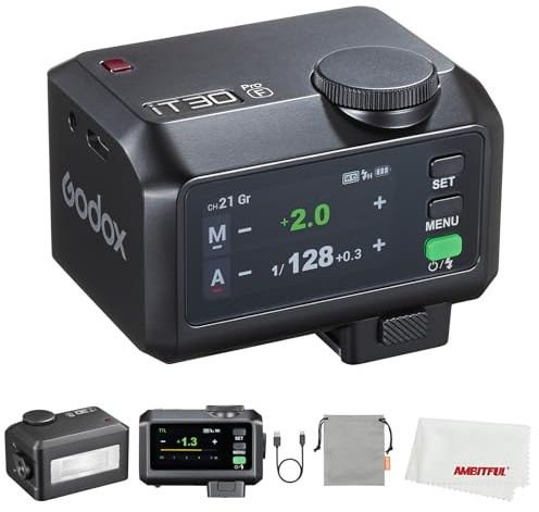 Godox iT30 Pro F iT30Pro-F Mini-Blitz für Fuji-Kamera, TTL-Autobelichtung, HSS 1/8000 Sekunden, 2,4 G Wireless Xsystem, 7,1 cm Touchscreen, 900 mAh Lithium-Akku (schwarz)