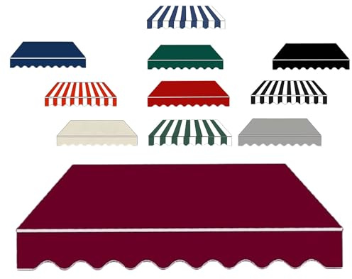 200cm 300cm 400cm 500cm 600cm Markisenbespannung Canvas Wasserdicht Markisenstoff Wechseln Außen Markisen Ersatzstoff für Garten Terrasse Geschäft(Wine Red,500x350cm)