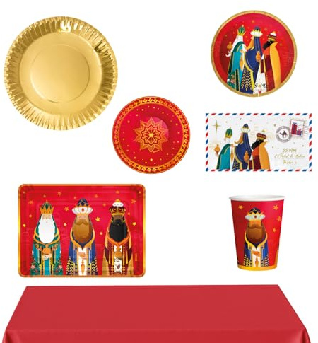 OH YEAH Einweg-Set mit 12 Heiligen Drei Königen - 78 Teile - Weihnachtsdekoration für die Heilige Nacht - Festliches Weihnachtsdesign - Feier der Könige