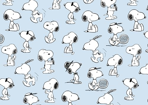 Braun & Company Snoopy Peanuts Woodstock Geschenkpapier – 10 Meter (5 Rollen à 2 m) | breite Rollen für große Geschenke | Verpackungsliebe pur: Original Snoopy Geschenkpapier (1366-26419 blau)