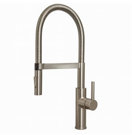 Jeroni Chef Plus Brushed Nickel Kitchen Mixer Tap | Durable Solid Brass Body | Brushed Nickel Finish | Pull Out Spray Spout | Single Lever Control | Easy to Fit