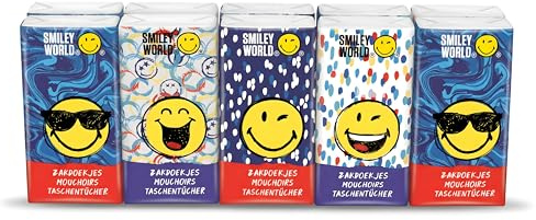 3000 Tücher - SmileyWorld® Taschentücher – Extra Stark & Ultraweich | 4-lagig | Blue Series – Taschentücher im Taschenformat (300 Packungen)