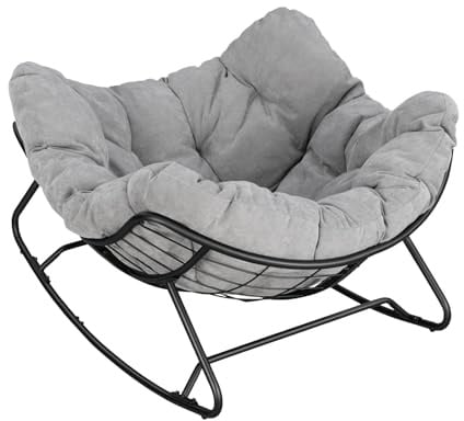 WOLTU Schaukelstuhl, eiförmiger Schaukelsessel Indoor, Chenille Hellgrau