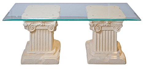 Antikes Wohndesign Couchtisch Wohnzimmertisch Glastisch Säulentisch