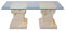 Antikes Wohndesign Couchtisch Wohnzimmertisch Glastisch Säulentisch