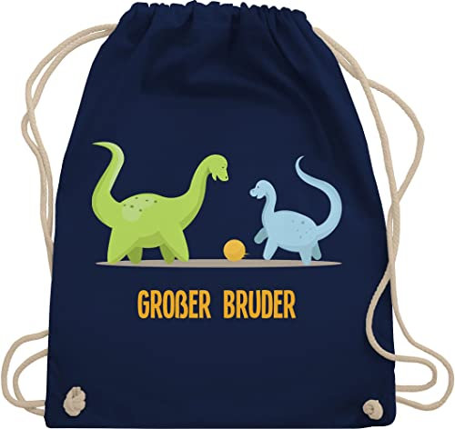 Turnbeutel Rucksack - Taschen - Großer Bruder Dinosaurier - Unisize - Navy Blau - geschwister geschenke für 3 grosser geschenk big brother brüder juterucksäcke zur geburt bruder bro