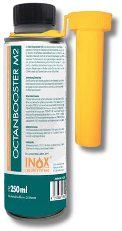 INOX® - Hochwirksamer Oktan Booster 250ml | Systemreiniger reduziert den Kraftstoffverbrauch | Benzin Additiv für bessere Verbrennung | Motorsystemreiniger für alle Benzinmotoren