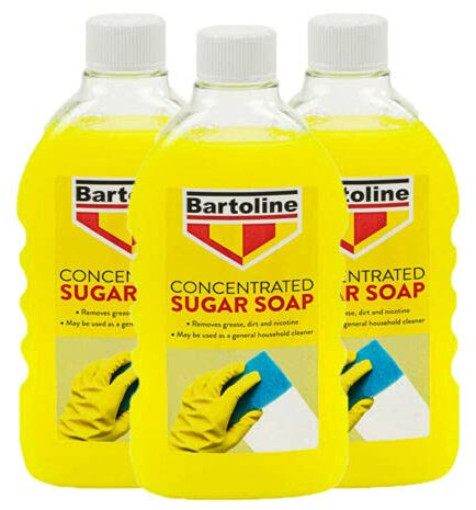 3 PCS Flask SUGAR SOAP Concentrate BARTOLINE MEW 500ML REMOVES Grease, Dirt & Nicotine May BE Used AS A General Household Cleaner