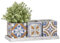 Rivanto® Port. Kacheln 3er Topfset auf Tray, aus Beton, 35,8 x 13,7 x 12,3 cm, quadratische Blumentöpfe, länglicher 3-TLG. Blumenkasten