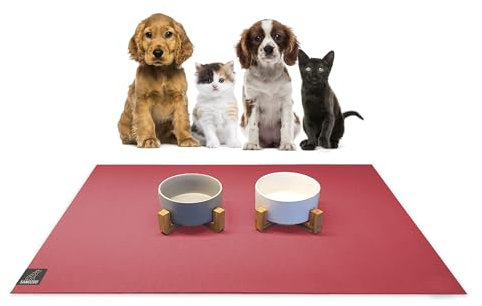 SanoZoo® Napfunterlage - Öko-TEX - Made in Germany - rutschfeste Futtermatte für Hunde & Katzen 60x90cm Rot, wasserfest