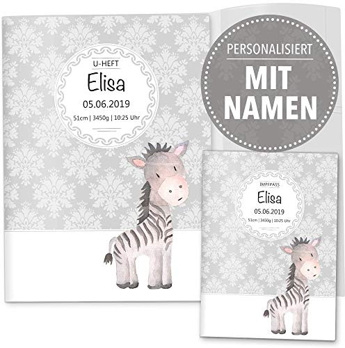 OLGS U-Heft und Impfpasshüllen 3-teiliges Set | Black & White Zebra | Hüllen für den Untersuchungsheft und Impfpass | Geschenk mit Namen - Uhefthülle, Impfpasshülle, personalisiert