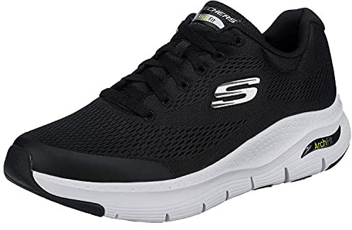 Skechers Arch Fit, Scarpe da Ginnastica Uomo, Black Textile Synthetic White Trim, 44 EU
