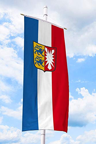 Deitert Bundesland-Flagge Schleswig-Holstein – 80x200 cm Schleswig-Holstein-Fahne mit Wappen, Bannerfahne aus reißfestem Polyester