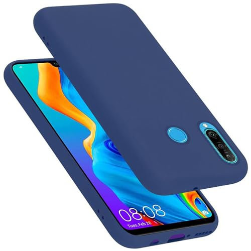 Cadorabo Hülle kompatibel mit Huawei P30 LITE Hülle Silikon Handyhülle für P30 LITE Case aus flüssigem Silikon- Kratzfeste und stoßfeste dünne TPU Schutzhülle - Liquid BLAU