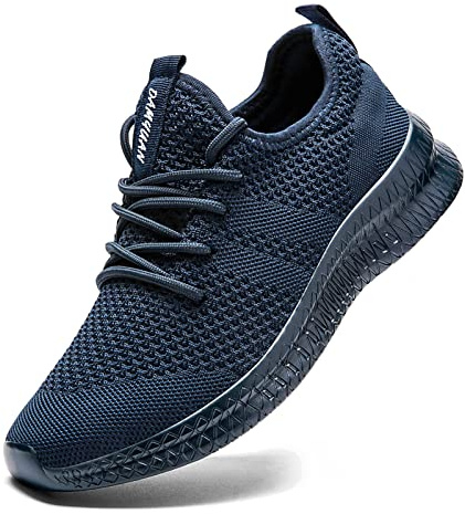 FUJEAK Men's Lightweight Breathable Casual Comfortable Slip on Fitness Sport Fashion Athletic Sneakers Darkblue 8 UK