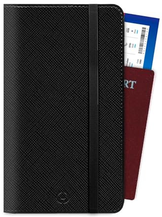 Celly, Porta Passaporto Da Viaggio, Accessorio da Viaggio Utili con Chiusura Magnetica e Tasche Per Documenti, Carte, Contanti e Smartphone, in Similpelle Nero