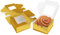 BELLE VOUS Gold Paper Kraft Single Bakery Pastry Boxes with Windows (50 Pack) - 10.16 x 10.16 x 5.7cm/ 4 x 4 x 2.24 inches - Disposable Packaging Boxes for Cookies, Cup Cakes, Desserts, Pies & Gifts