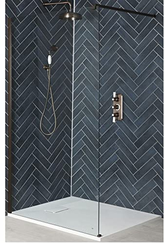 Milano Rosso Matte Bronze Wet Room Shower Enclosure White Tray - 1400mm x 900mm
