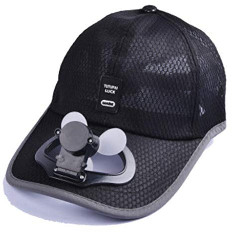 Kemelo Gorra de béisbol de Malla con protección Solar de Verano para Adultos con Mini Ventilador de refrigeración Recargable por USB, Gorras de béisbol para Hombre, Color Negro