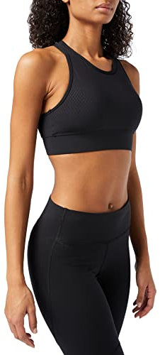STRONG by Zumba Women's Strong iD BH Damen mit hohem Hals und Netzeinsätzen Fitness Workout Top Sports Bra, Blackout, XS
