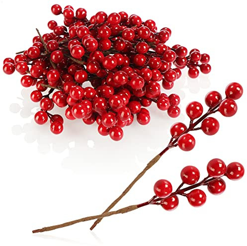 com-four® 50x decoración dispersa, Ramas Decorativas con Bayas, Ramas Decorativas para esparcir como artículos de artesanía, Adornos de Regalos y popurrí (50 Piezas - Algunas Bayas)