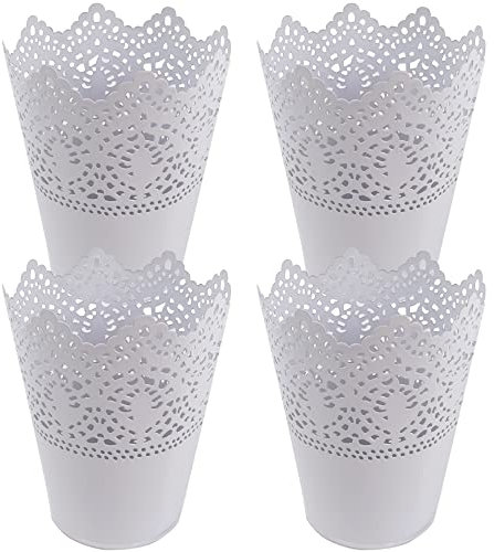 Stiftehalter Stifteköcher,4 Stück Makeup Organizer Blume hohl Stifthalter Pinsel Aufbewahrung ,Lagereimer für Schreibwaren und Topfpflanzen White