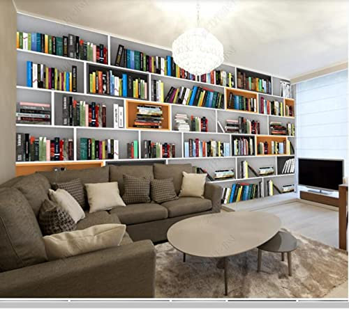 Frtmsticker Papier Peint Mural Affiche Murale 3D Bibliothèque Étagère Modèle Papier Peint Pvc Autocollant Décoration Murale Xxl Poster Tableaux Muraux Tapisserie Photo Trompe L'Oeil 400X280Cm