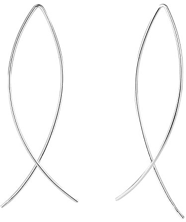 LÖB Damen Durchzieher 925 Silber Ohrringe Hängend Ohrhänger mit Spirale Stab zum Durchziehen Lang Schlicht Schmal