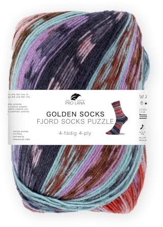Pro Lana Fjord Socks Puzzle, 100 g/420 m, 4-fädige Sockenwolle aus 75% Schurwolle / 25% Polyamid, tolle Farben (84)