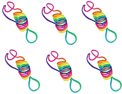 Feeties Cat's Cradle x 6 Pack Multi Pack Rainbow Multi Coloured String Game Retro Toy 1.6m 160cm Traditional Cats Cradle String Toy Kids String