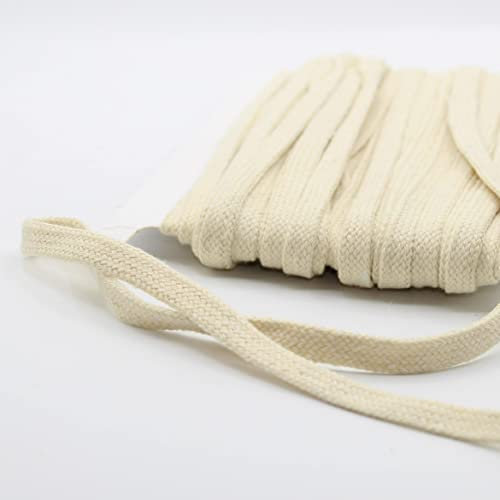 Leduc Flachekordel Baumwolle, geflochten, 10 Farben erhältlich, 1 cm, 20 m, für Nähen, Sweatshirt, Trainingsanzug, Ecru