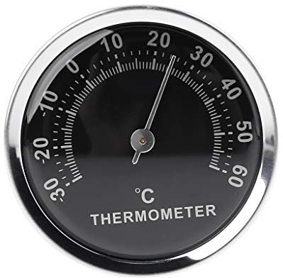 Max-Tonsen 58 mm Durchmesser Auto-Thermometer -30~60 ℃ Mechanisches Thermometer mit doppelseitigem Aufkleber Hohe Genauigkeit-Schwarz