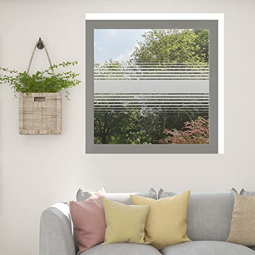Kiwistar UG Glasdekorfolie - 80 cm lang - gestreift nach Oben und unten auslaufend Fensterfolie Sichtschutzfolie Milchglas selbstklebend für Bad Dusche Badfenster Blickdicht Büro Terasse Klebefolie