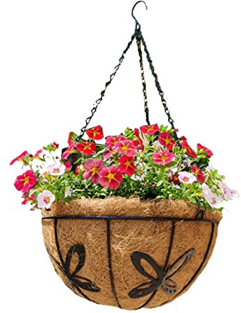 Rooeling Rond Doublure en Coco pour Panier Suspendu et Pot Fleur,Jardinière Suspendue Intérieur Extérieur,Panier Suspendu en Cocotier,Convient pour la Décoration Intérieure et Extérieure