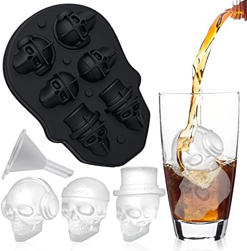 FainFun Cubitos Calavera 3D, Molde Grande de Silicona para Hielo, Ponche de Whisky y Frutas DIY (L)