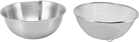 Colador de Acero Inoxidable,Colador Grande De Metal Para La Cocina, Colador De Malla Fina Para Lavar Verduras, Fruta, Alubias Y Pasta(Basin+Mesh Sieve)