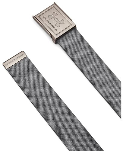 Under Armour Herren Stretch Webbing Belt, strapazierfähiger, elastischer Hosengürtel, verstellbarer Gürtel mit Wendedesign und Klemmschnalle,Castlerock/Black/Silver,OSFM