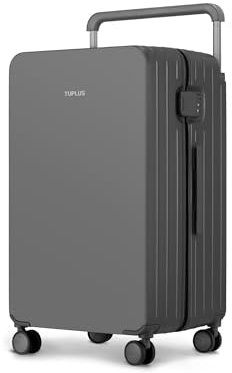 TUPLUS Koffer Trolley ABS Rollkoffer mit 4 Rollen Reisekoffer Handgepäck Hartschalenkoffer mit TSA Schloss, Impression Serie,76.5 x 45.5X 34.5 cm/ 97L,Grau