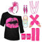 WILDPARTY 80er 90er Jahre Outfit Damen, T-Shirt, Beinwärmer, Stirnband, Ohrring, Halskette, Netzhandschuhe, 80er 90er Jahre Kostüm Mottoparty Accessoires Kleidung JD-80SMouth-Pink-XS