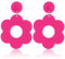 Neon Ohrringe Damen Vintage Blumen Grün Gänseblümchen Earrings Niedliche Hohle Anhänger Hängende Creolen für Frauen Mädchen 60er 70er 80er Party (Rosarot)