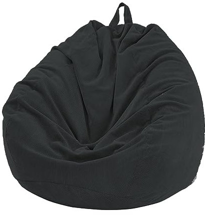 FANSU Sitzsack Waschbar Ohne Füllung, Stuhlbezug für Indoor Outdoor, für Kinder und Erwachsene, Kordsamt Textile Aufbewahrung (85x110cm, Schwarz)