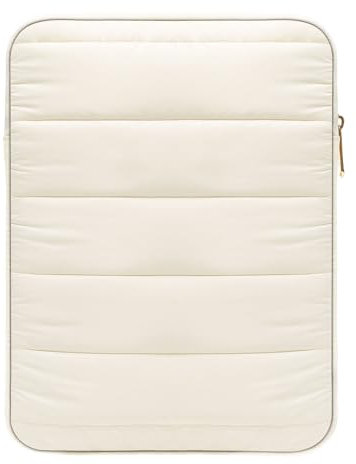 MoKo 13-14 Inch Puffy Laptop Sleeve, Cute Laptop Carrying Bag Compatible with MacBook Pro M2 14 2023, MacBook Air M2 / M1 2022-2018, iPad Pro 12.9, Notebook Laptop Travel Bag, Milky White
