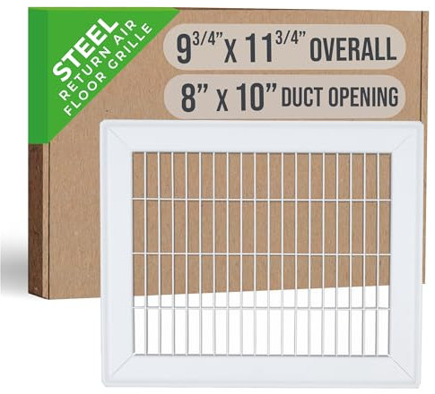 Adatto per apertura condotto 8 x 10 e 10 x 8 | Griglia di ritorno aria del pavimento di Handua | Griglia di copertura di ventilazione calpestabile per pavimento | Bianco | Lame fisse resistenti |