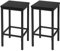 EUGAD Juego de 2 Taburete de Bar, Taburetes Altos Cocina, Asiento Cuadrado, para Bar, Cocina y Comedor, Madera y Metal, Negro