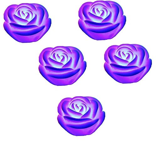 TOPPERFUN 5pièces Lampe Led Fleurs Rose Simulée Lumière De Nuit Changeante Couleurs Romantique Décoration De Table Pour Mariage Fête Jardin