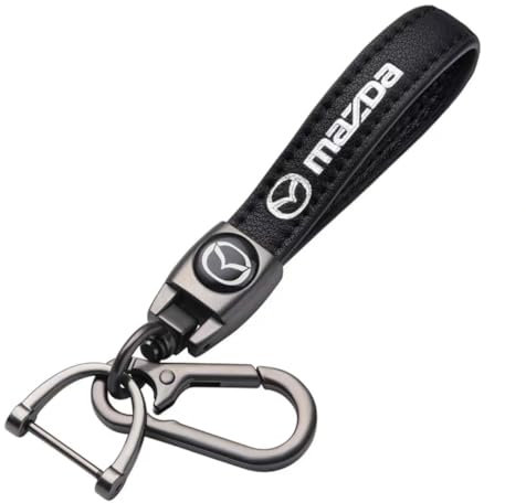 GRONGU Schlüsselanhänger aus Leder, Auto-Emblem-Schlüsselanhänger, Metall-Schlüsselanhänger für Männer und Frauen, Für Mazda 2 3 5 6 CX-30 CX-50 CX-60, Autozubehör