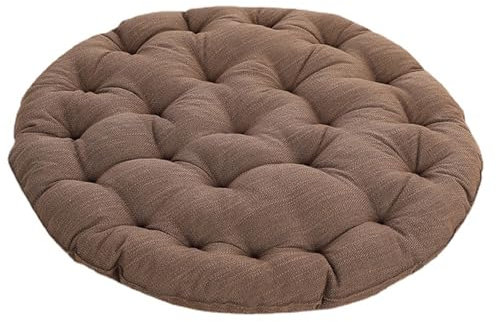 LZTENRETO Große Bodenkissen,Rund Leinen Futon-Kissen Japanischer Stil Getuftet Boden-Kissen Meditations-Kissen für das Sitzen auf dem Boden Fenster-Kissen für Yoga Sofa Balkon (Braun,75x75x10cm)