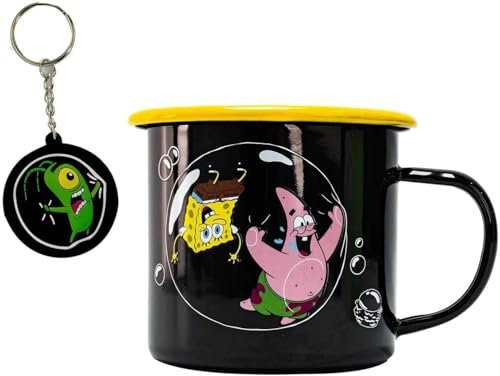 Blue Sky Studios Spongebob Schwammkopf Patrick and Friends Emaille Tasse und Schlüsselanhänger Geschenk-Set mit Geschenkbox